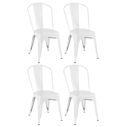 Kit 4 Cadeiras de jantar Iron Tolix com design industrial - Branco Produto Kit 4 Cadeiras de jantar Iron Tolix com design industrial - Branco
