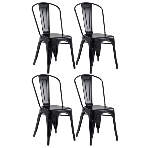 Kit 4 Cadeiras de jantar Iron Tolix com design industrial - Preto Semi Brilho Produto Kit 4 Cadeiras de jantar Iron Tolix com design industrial - Preto Semi Brilho