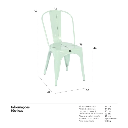 Produto Kit 4 Cadeiras de jantar Iron Tolix com design industrial - Verde Claro