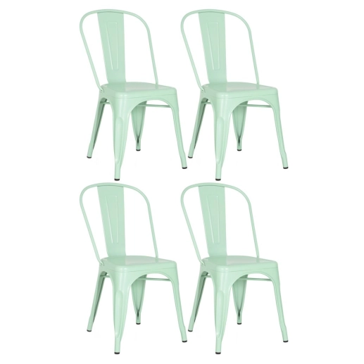 Produto Kit 4 Cadeiras de jantar Iron Tolix com design industrial - Verde Claro