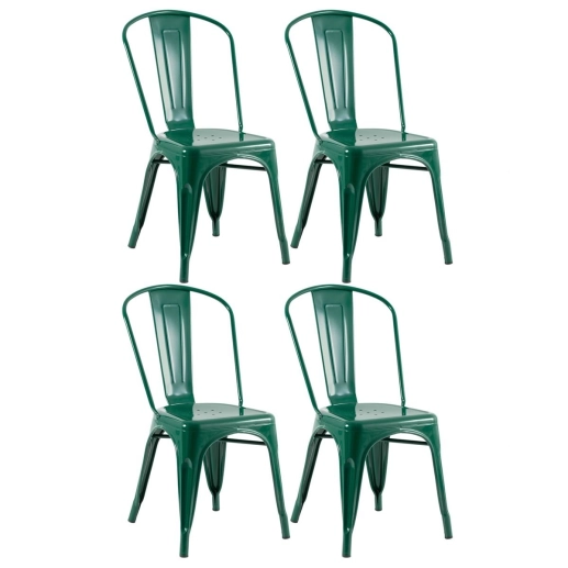 Kit 4 Cadeiras de jantar Iron Tolix com design industrial - Verde Escuro Produto Kit 4 Cadeiras de jantar Iron Tolix com design industrial - Verde Escuro