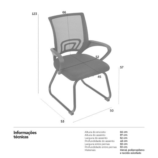 Produto Kit 4 Cadeiras estofada Office Tok com base fixa para escritório – Preto