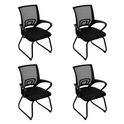 Produto Kit 4 Cadeiras estofada Office Tok com base fixa para escritório – Preto
