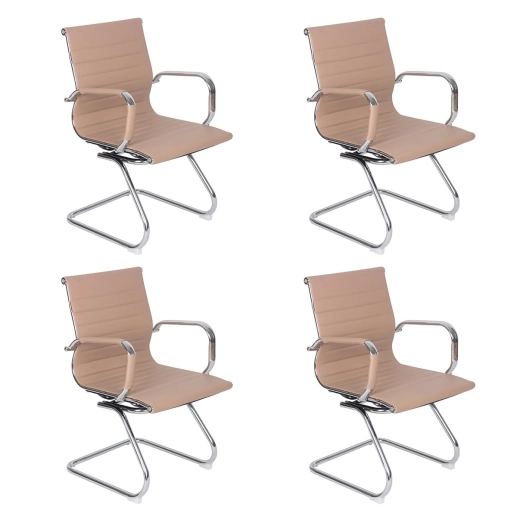 Produto Kit 4 Cadeiras Home Office Recepção Esteirinha Base Fixa, Nude