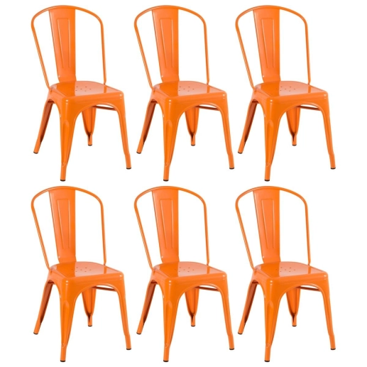 Produto Kit 6 Cadeiras de jantar Iron Tolix com design industrial - Laranja