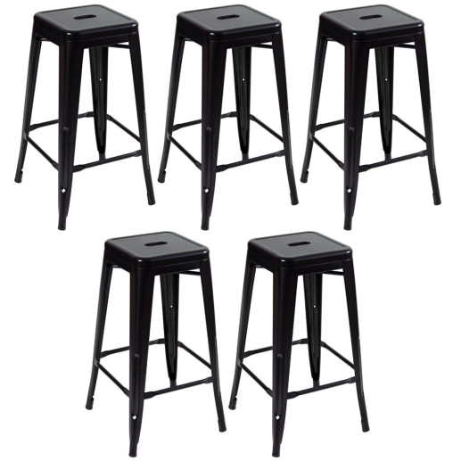 Produto Kit 5 Banquetas alta para bancada Iron Tolix 76 cm - Preto semibrilho