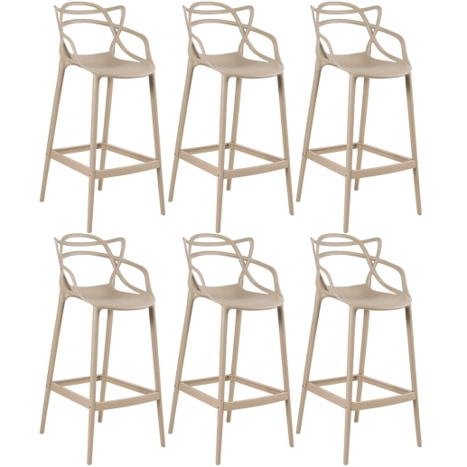 Produto Kit 6 Banquetas alta para bancada Master Allegra em Polipropileno 78 cm - Nude