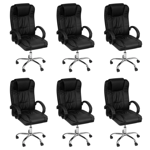 Kit 6 Cadeiras de Escritório Giratória Monaco Presidente - Preto Produto Kit 6 Cadeiras de Escritório Giratória Monaco Presidente - Preto