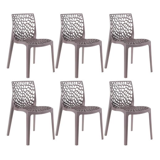 Produto Kit 6 Cadeiras de jantar Gruvyer com design contemporâneo e anatômico - Fendi