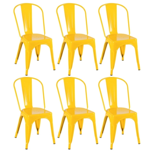 Produto Kit 6 Cadeiras de jantar Iron Tolix com design industrial - Amarelo