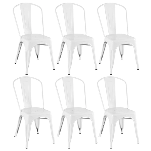 Produto Kit 6 Cadeiras de jantar Iron Tolix com design industrial - Branco