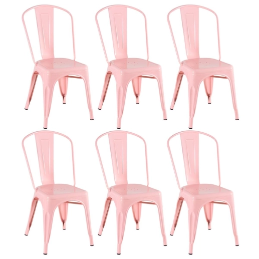 Kit 6 Cadeiras de jantar Iron Tolix com design industrial - Rosa Antigo Produto Kit 6 Cadeiras de jantar Iron Tolix com design industrial - Rosa Antigo
