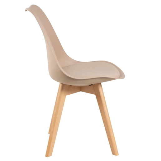 Kit 6 cadeiras de jantar Leda com assento estofado e design moderno – Nude Produto Kit 6 cadeiras de jantar Leda com assento estofado e design moderno – Nude