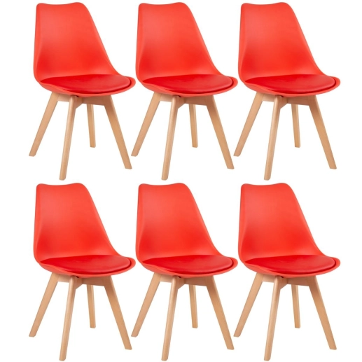 Produto Kit 6 cadeiras Leda com assento estofado Vermelho