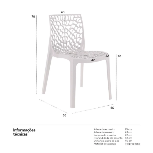 Produto Kit 8 Cadeiras de jantar Gruvyer com design contemporâneo e anatômico - Fendi