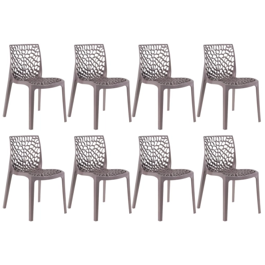 Produto Kit 8 Cadeiras de jantar Gruvyer com design contemporâneo e anatômico - Fendi