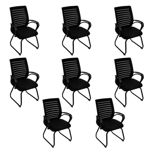 Produto Kit 8 Cadeiras Office Escritório Base Fixa Viena, Preto