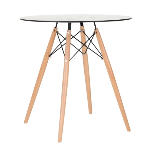 Produto Kit Mesa de Vidro Eames 70 cm + 2 Cadeiras Eames DAW - Marrom