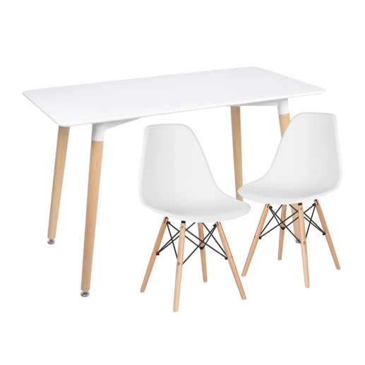 Produto Mesa de Jantar Retangular Eames 60 x 120 cm + 2 Cadeiras Eiffel DSW - Branco