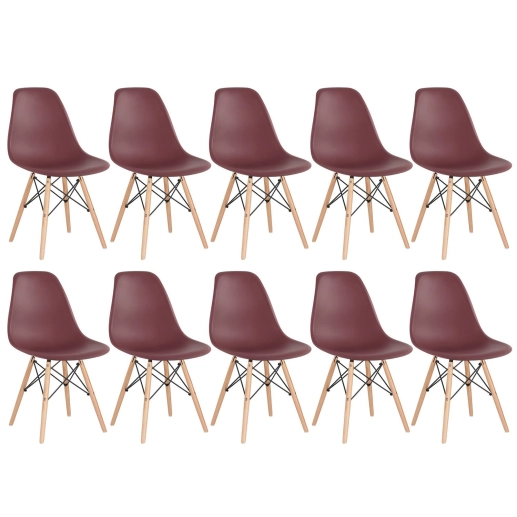 Produto Kit 10 Cadeiras de jantar Charles Eames Eiffel DSW em Polipropileno - Marrom