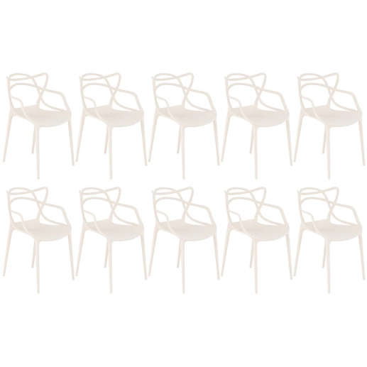Produto Kit 10 Cadeiras de jantar Master Allegra Design Moderno em Polipropileno - Creme
