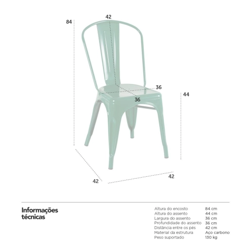 Produto Kit 10 Cadeiras de jantar Iron Tolix com design industrial – Verde Escuro