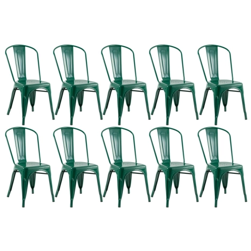 Produto Kit 10 Cadeiras de jantar Iron Tolix com design industrial – Verde Escuro