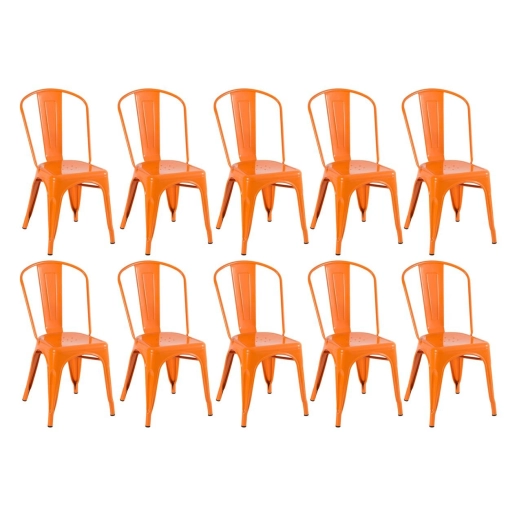 Produto Kit 10 Cadeiras de jantar Iron Tolix com design industrial – Laranja