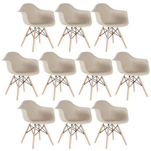 Kit 10 Cadeiras de jantar Charles Eames Eiffel DAW em Polipropileno - Nude Produto Kit 10 Cadeiras de jantar Charles Eames Eiffel DAW em Polipropileno - Nude
