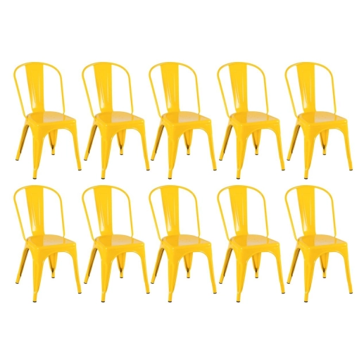 Produto Kit 10 Cadeiras de jantar Iron Tolix com design industrial – Amarelo