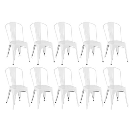 Produto Kit 10 Cadeiras de jantar Iron Tolix com design industrial – Branco