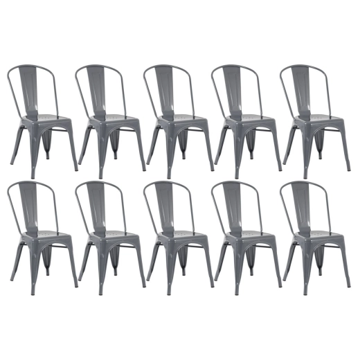 Kit 10 Cadeiras de jantar Iron Tolix com design industrial - Cinza Escuro Produto Kit 10 Cadeiras de jantar Iron Tolix com design industrial - Cinza Escuro
