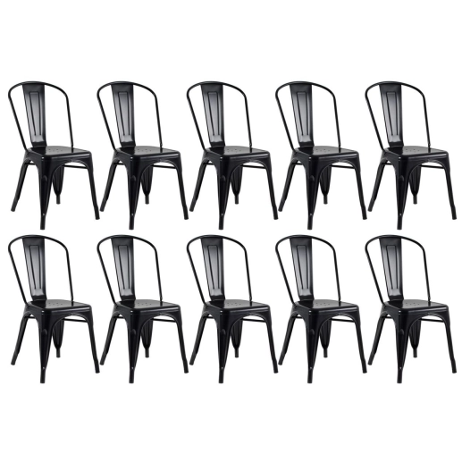 Produto Kit 10 Cadeiras de jantar Iron Tolix com design industrial - Preto Semibrilho