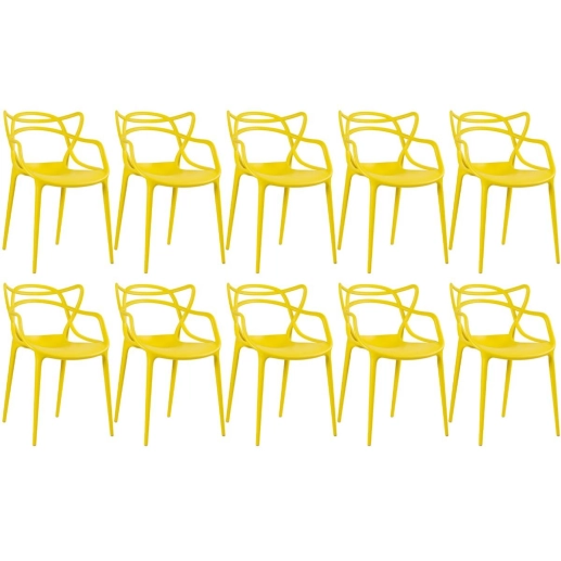 Produto Kit 10 Cadeiras de jantar Master Allegra Design Moderno em Polipropileno - Amarelo