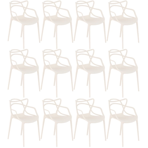 Produto Kit 12 Cadeiras de jantar Master Allegra Design Moderno em Polipropileno - Creme