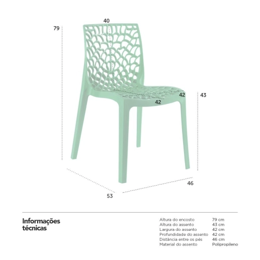Kit 12 Cadeiras de jantar Gruvyer com design contemporâneo e anatômico - Verde Produto Kit 12 Cadeiras de jantar Gruvyer com design contemporâneo e anatômico - Verde