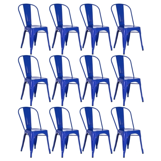Produto Kit 12 Cadeiras de jantar Iron Tolix com design industrial – Azul Escuro