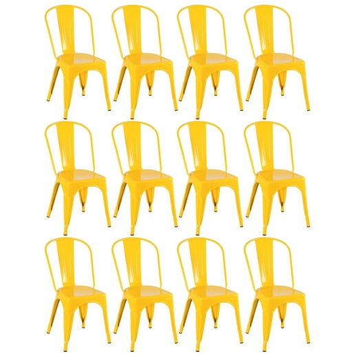 Produto Kit 12 Cadeiras de jantar Iron Tolix com design industrial – Amarelo