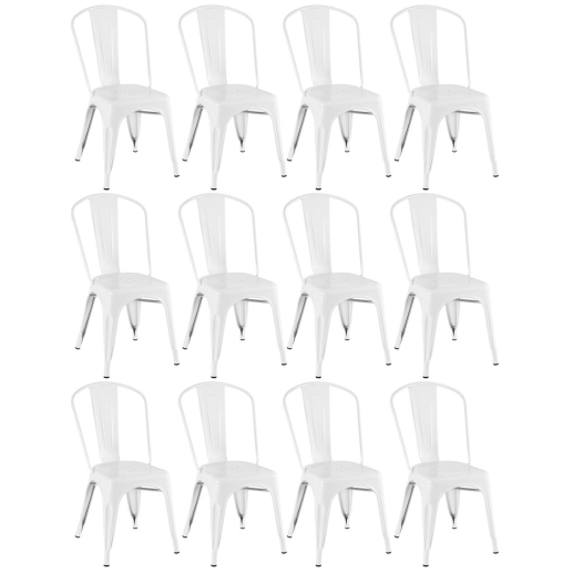 Kit 12 Cadeiras de jantar Iron Tolix com design industrial – Branco Produto Kit 12 Cadeiras de jantar Iron Tolix com design industrial – Branco