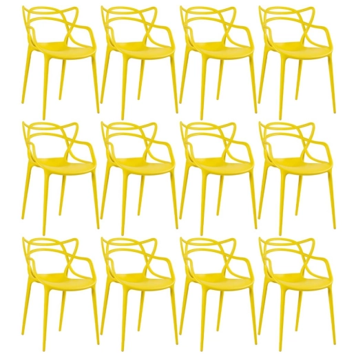 Produto Kit 12 Cadeiras de jantar Master Allegra Design Moderno em Polipropileno - Amarelo
