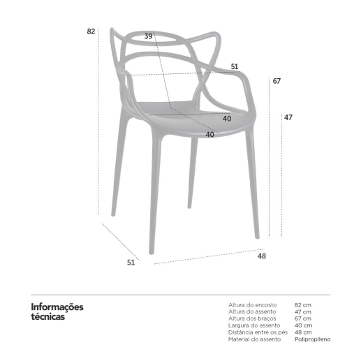 Produto Kit 14 Cadeiras de jantar Master Allegra Design Moderno em Polipropileno - Preto
