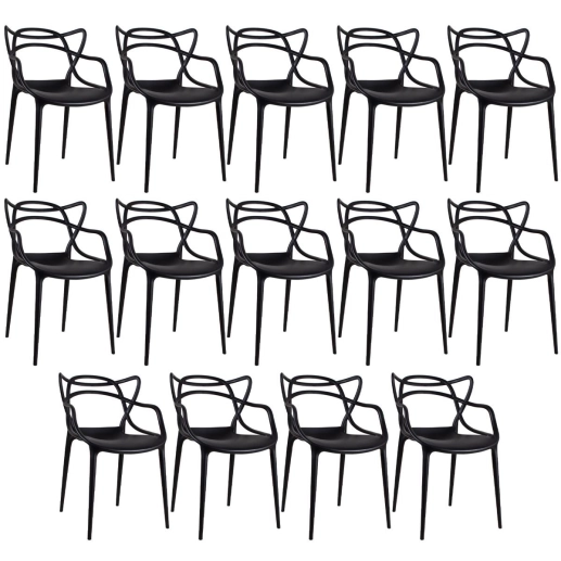 Produto Kit 14 Cadeiras de jantar Master Allegra Design Moderno em Polipropileno - Preto