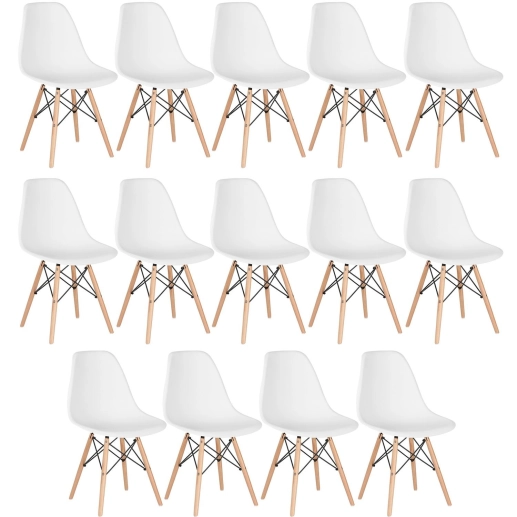 Kit 14 Cadeiras de jantar Charles Eames Eiffel DSW em Polipropileno - Branco Produto Kit 14 Cadeiras de jantar Charles Eames Eiffel DSW em Polipropileno - Branco