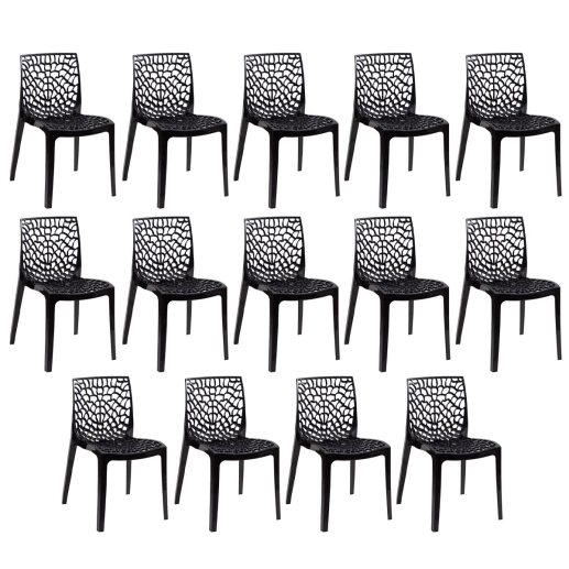 Kit 14 Cadeiras de jantar Gruvyer com design contemporâneo e anatômico - Preto Produto Kit 14 Cadeiras de jantar Gruvyer com design contemporâneo e anatômico - Preto