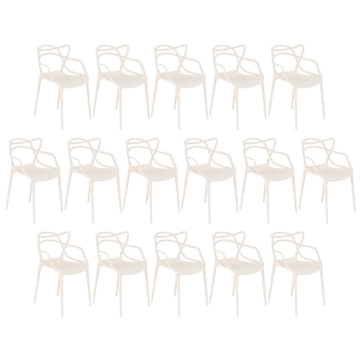 Produto Kit 16 Cadeiras de jantar Master Allegra Design Moderno em Polipropileno - Creme