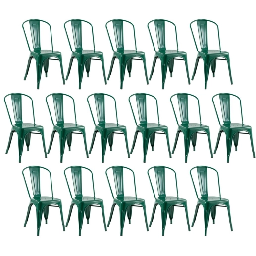 Produto Kit 16 Cadeiras de jantar Iron Tolix com design industrial – Verde Escuro