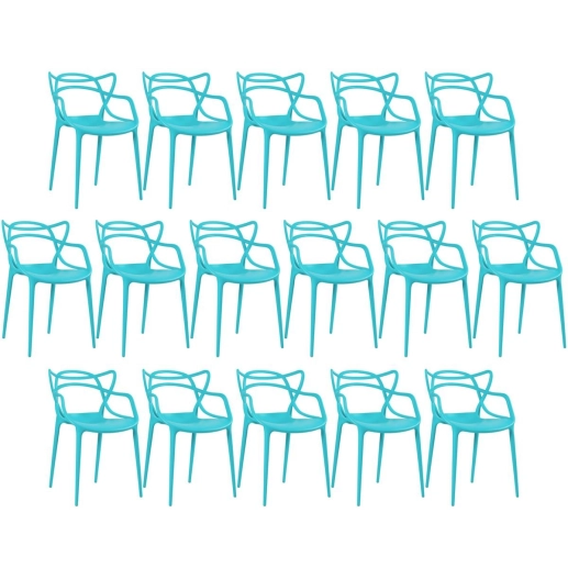 Produto Kit 16 Cadeiras de jantar Master Allegra Design Moderno em Polipropileno - Azul Tiffany