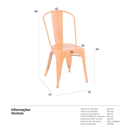 Produto Kit 16 Cadeiras de jantar Iron Tolix com design industrial - Laranja