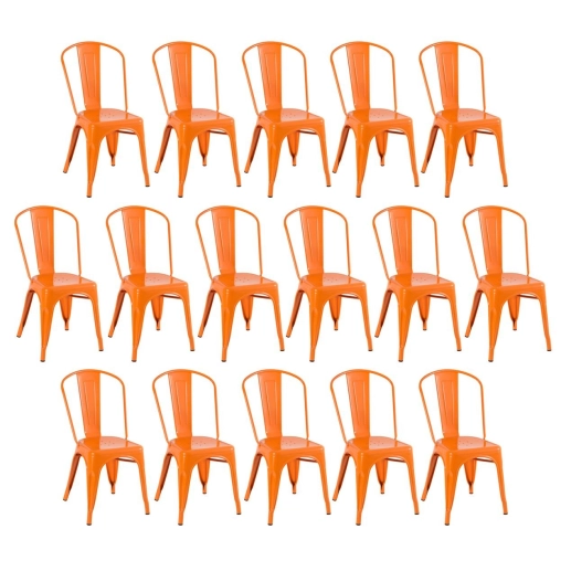 Produto Kit 16 Cadeiras de jantar Iron Tolix com design industrial - Laranja