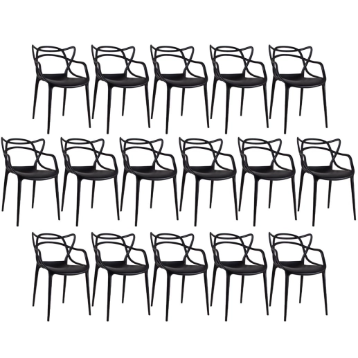 Produto Kit 16 Cadeiras de jantar Master Allegra Design Moderno em Polipropileno - Preto